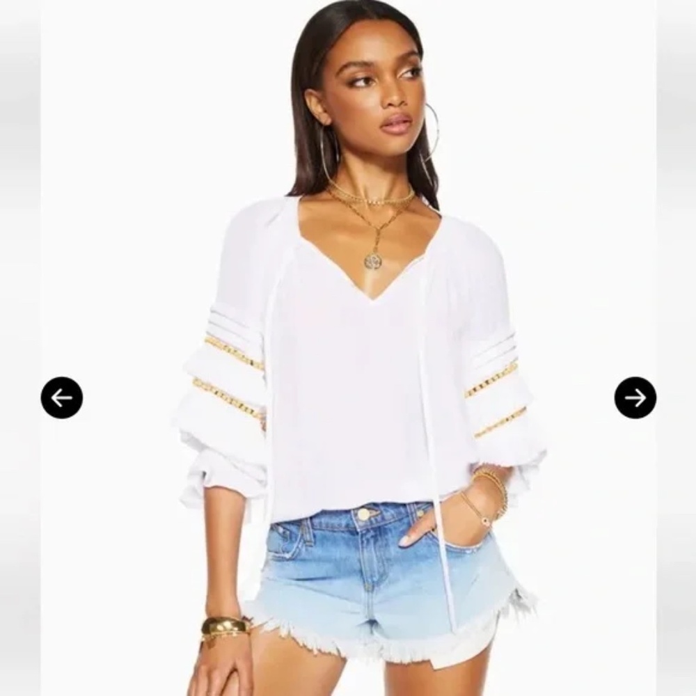 RAMY BROOK Randi Puff Sleeve Blouse size M NWOT